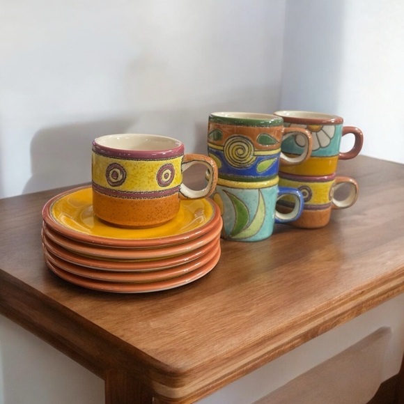 Vintage Modern Vega hand-painted espresso, teacup saucer made in Ecuador. - Picture 3 of 9